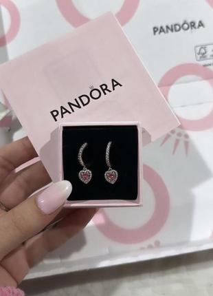 Серебряные серьги сердца pandora