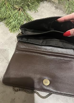 Сумка на цепочке клатч коричневый кожа имитация питона 🐍 змеиный принт