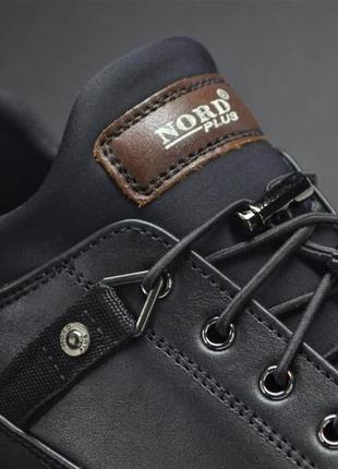 Мужские модные зимние кожаные спортивные туфли черные nord 5596 фото