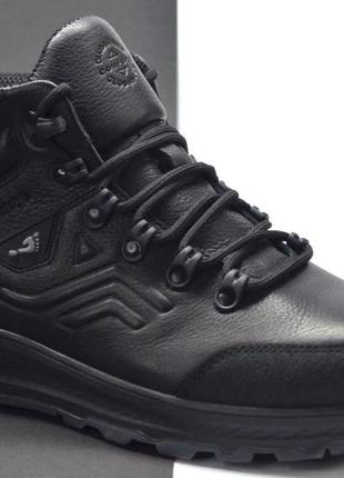 Чоловічі спортивні зимові шкіряні черевики чорні clubshoes 12
