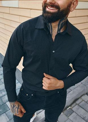Рубашка классическая черный горох s3 фото
