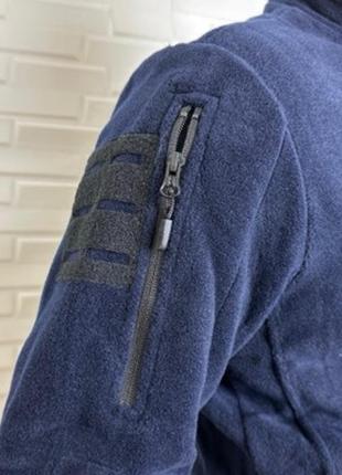 Мужская флисовая кофта с липучками под шевроны темно-синяя размер s4 фото