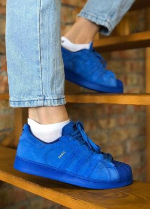 Шикарные женские кроссовки adidas superstar в синем цвете (36-40)6 фото