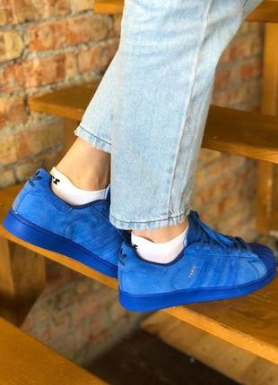 Шикарные женские кроссовки adidas superstar в синем цвете (36-40)5 фото