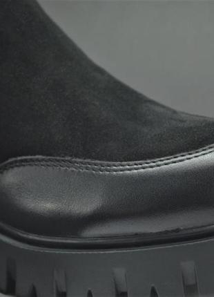Женские модные зимние замшевые ботинки челси черные corso vito 0228639946 фото