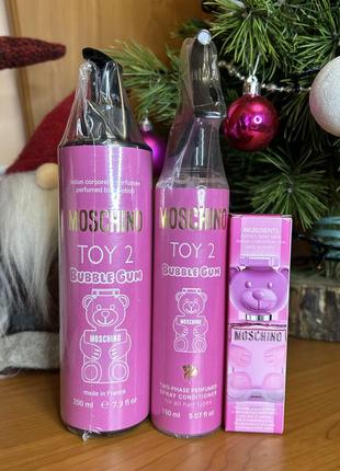 Набор moschino - toy 2 bubble gum: лосьон, двухфазный спрей-кондиционер для волос, духи 40 мл.💗 парфуми, духи, туалетна вода, спрей, тестер