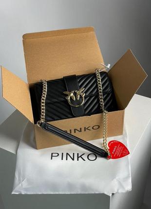 Жіноча шкіряна сумка classic love bag one chevron black/gold2 фото