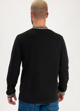 Черная вышиванка мужская, трикотажная рубашка с вышивкой для мужчин2 фото