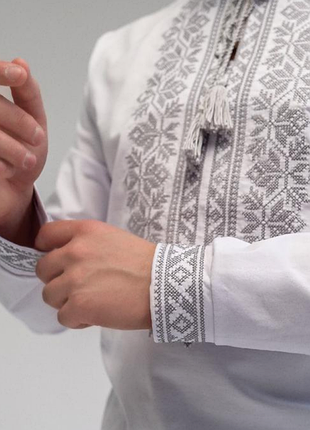 Черная вышиванка мужская, трикотажная рубашка с вышивкой для мужчин