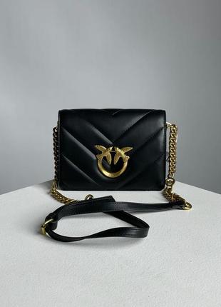 Женская кожаная сумка mini love bag click big chevron black