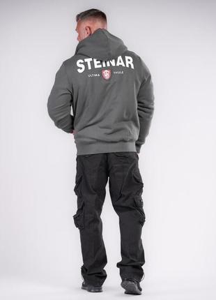 Толстовка мужская на меху thor steinar ultima black теплая кофта с капюшоном на молнии тор...