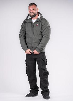 Толстовка мужская на меху thor steinar ultima black теплая кофта с капюшоном на молнии тор...