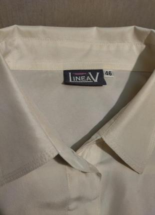 Шелковая блуза, молочного цвета, с карманами, классическая, шелк плотный, прохладный9 фото