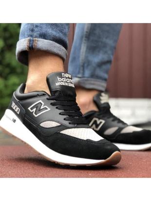 Кроссовки мужские в стиле new balance 1500 черные с белым весна/лето/осень