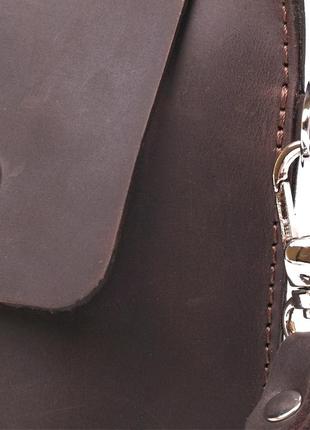 Кожаная винтажная тревел-косметичка shvigel 16428 коричневый4 фото