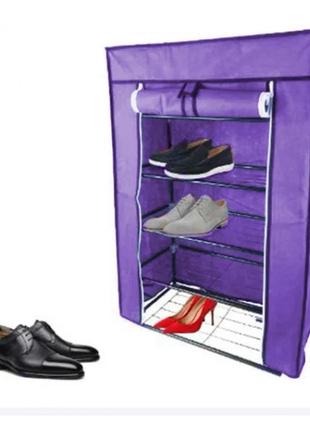 Стелаж тканинний для зберігання взуття combination shoe frame 60x30x90 фіолетовий
