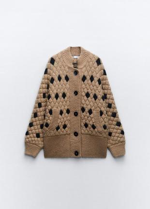 Фактурный трикотажный жакет кардиган с шерстью zara