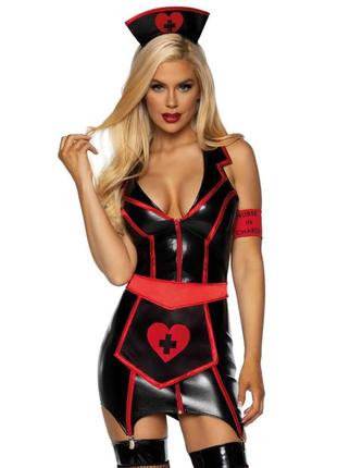 Эротический костюм медсестры leg avenue naughty nurse, s (black/red)