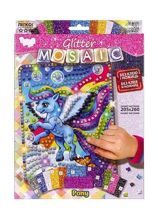 Креативна творчість "glitter mosaic pony" бм-03-06 блискуча мозаїка