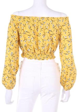 Женская укороченная желтая блуза блузка кофта на плече на резинке кроп divided h&amp;m hm2 фото