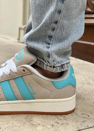 Отличные женские кроссовки adidas campus 00s crystal white preloved blue бежевые с голубым4 фото