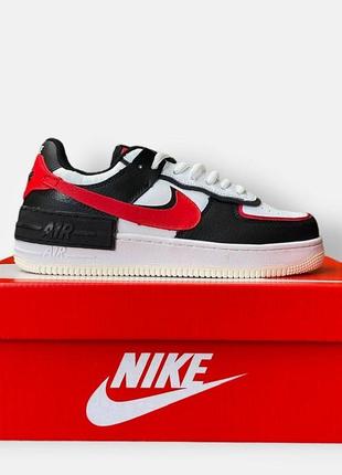 Кроссовки женские nike air force 1 shadow white &amp; black &amp; red9 фото