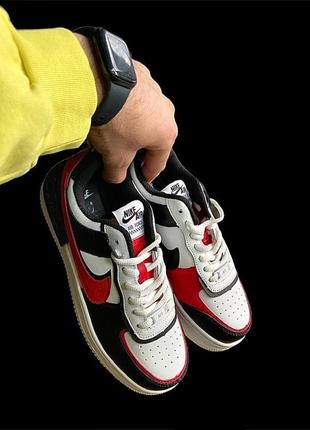 Кросівки жіночі nike air force 1 shadow white & black & red7 фото