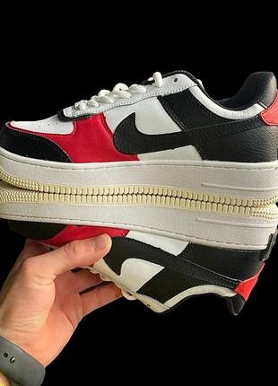 Кросівки жіночі nike air force 1 shadow white & black & red6 фото