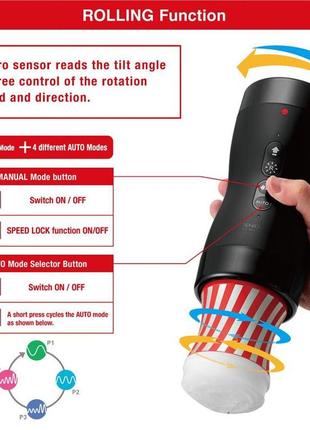 Автоматический мастурбатор tenga vacuum gyro roller set, ротация и вакуум, совместим с tenga cup 4