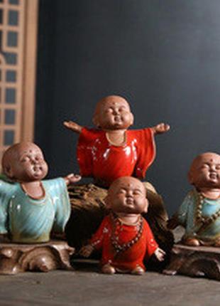 Китайский монах статуэтка сувенир 10х9см ручная работа, керамика2 фото