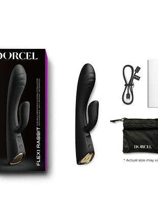 Вибратор-кролик с подогревом dorcel flexi rabbit black, гибкий ствол 7