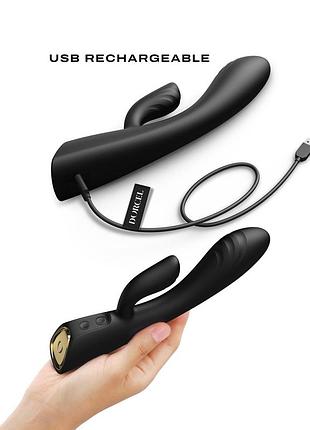 Вибратор-кролик с подогревом dorcel flexi rabbit black, гибкий ствол 4