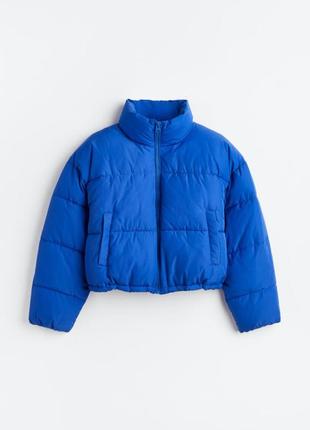 Куртка. курточка. пуфер. укорочена. вкорочена. зимова. синя. бренд h&m. hm.