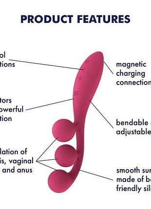 Универсальный вибратор satisfyer tri ball 1, 3 мотора, гнется 7