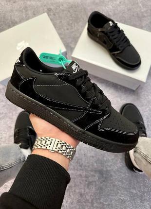 Кросівки найк еір джордан тревіс скот nike air jordan  1 low ts og travis scott - black phantom