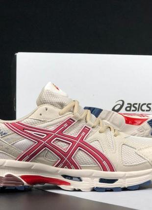 Asics gel-kahana 8 бежевые с бордовым ассикс кроссовки женские кожаные топ качество ассикс сетка демисезонные демисезон низкие кожа весенние лицензия кеды2 фото