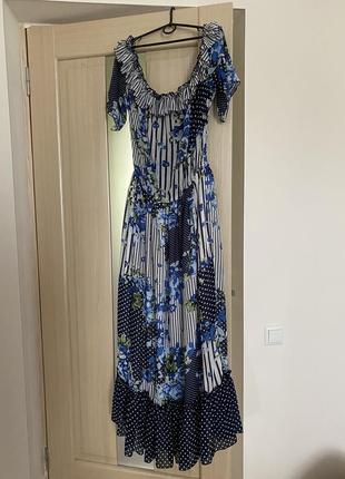 Платье в пол с принтом