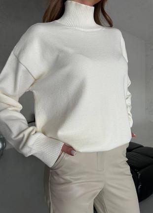 Базовый однотонный гладкий свитер с горлом