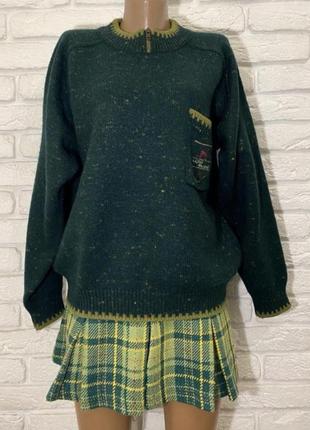 Вовняний зелений светр o'neill, американський, теплий, шерсть, вовна, меланж, на блискавці,5 фото