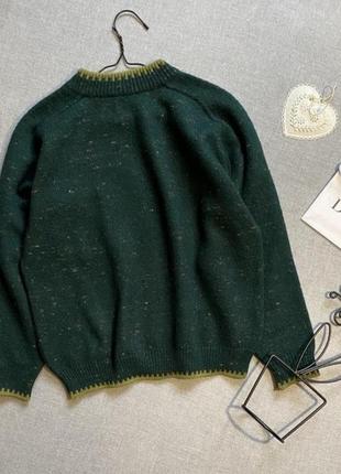 Вовняний зелений светр o'neill, американський, теплий, шерсть, вовна, меланж, на блискавці,4 фото