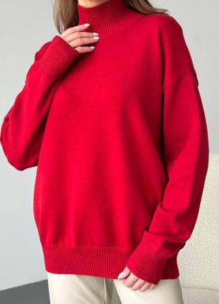 Базовый однотонный гладкий свитер с горлом2 фото