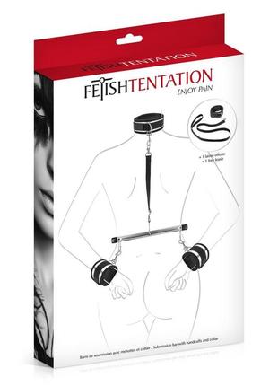 Фіксатор для рук та шиї з повідцем fetish tentation submission bar with handcuffs and collar feromon