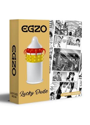 Презерватив-насадка egzo с усиками и шариками lucky dude. сроки до 2028 года .премиум бренд!