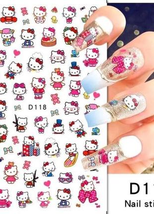 Наклейки на ногти с hello kitty