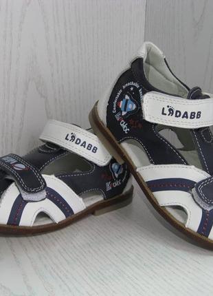 Сандалии кожаные детские для мальчика 21р.-25р. бело-синие