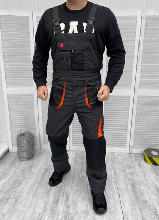 Робочий чоловічий костюм куртка + напівкомбінезон з відсіками для наколінників / польова форма сіра розмір m2 фото