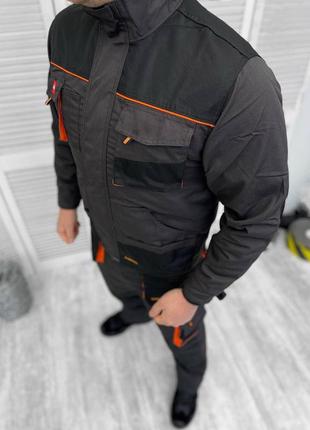 Робочий чоловічий костюм куртка + напівкомбінезон з відсіками для наколінників / польова форма сіра розмір m5 фото