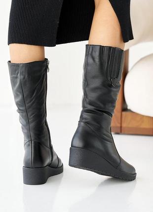 Женские ботинки кожаные зимние черные эмиdro3 фото