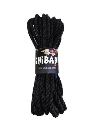 Джутова мотузка для шибарі feral feelings shibari rope, 8 м чорна feromon