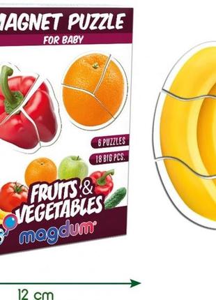 Набір магнітів magdum baby puzzle "фрукти і овочі" ml4031-25 en2 фото